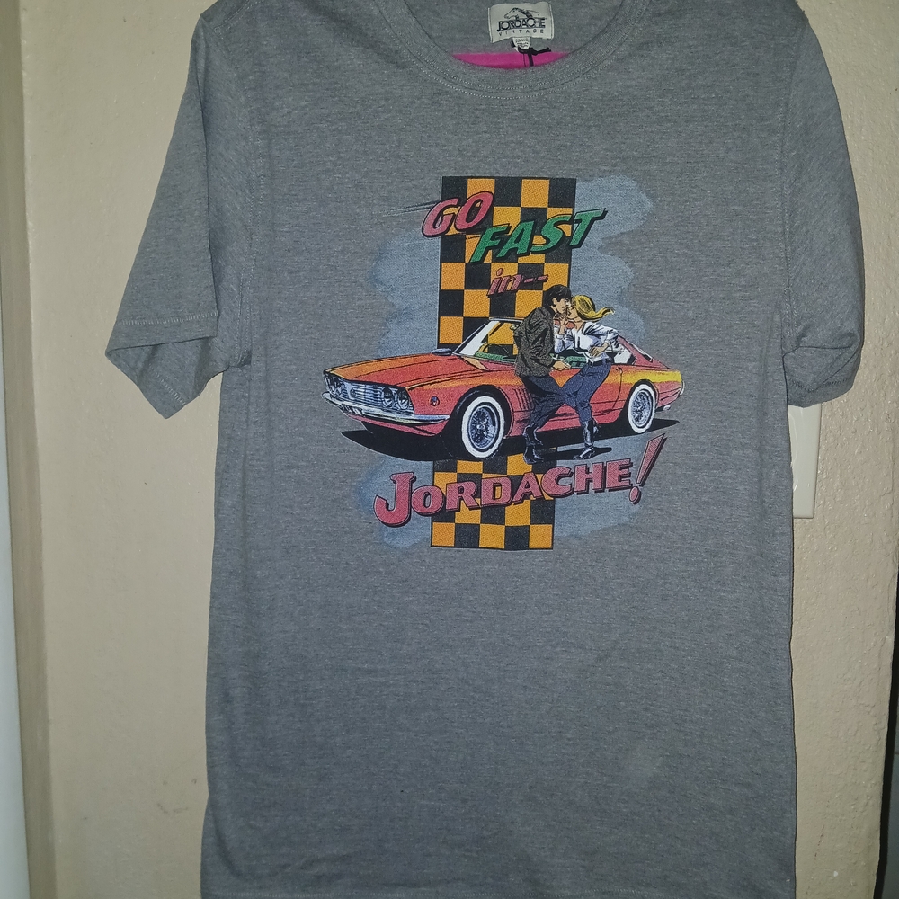 Jordache Gray Graphic Tee with Car Design